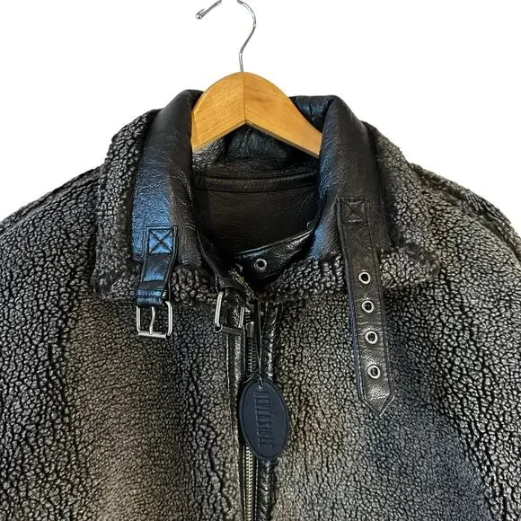 WILSONS B-3 Aviator Reversible Leather Sherpa Flight Bomber Jacket Black Medium - Picture 10 of 16